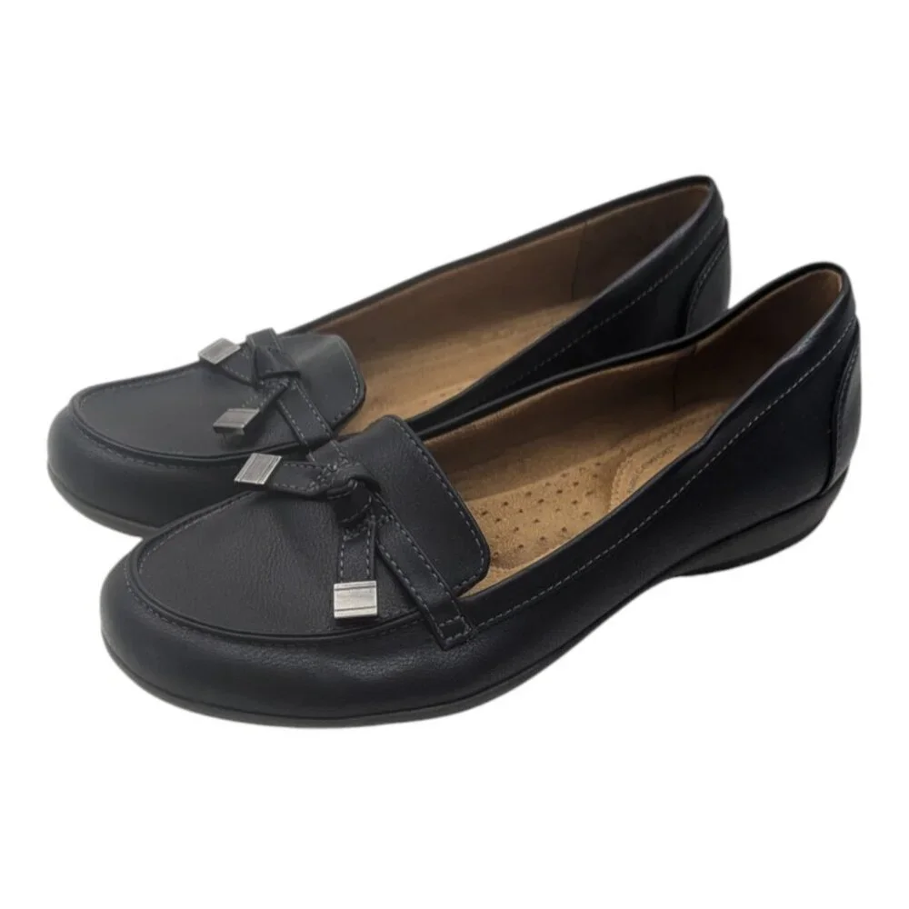 Natural Soul Black Loafers Comfort Flats Women's Size 6.5